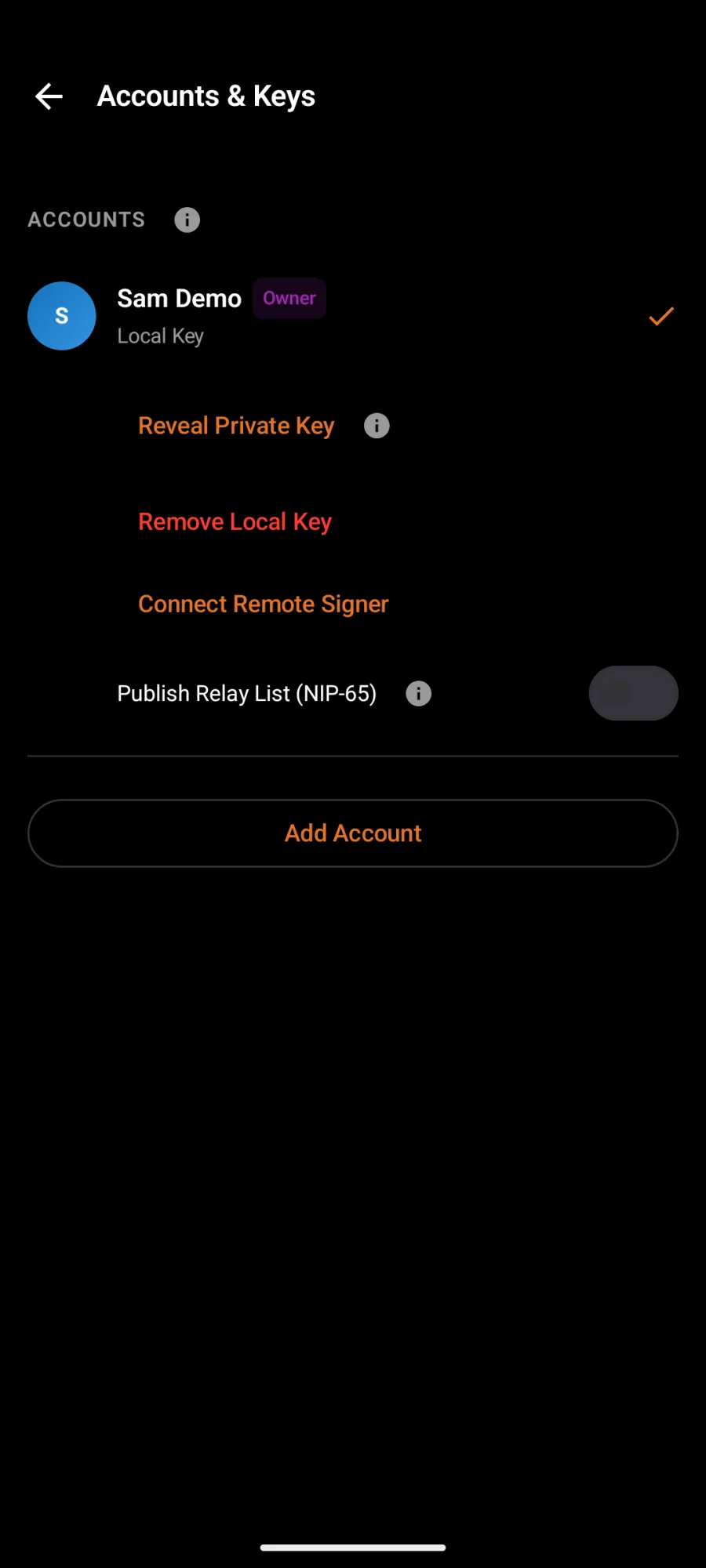 An account on Android