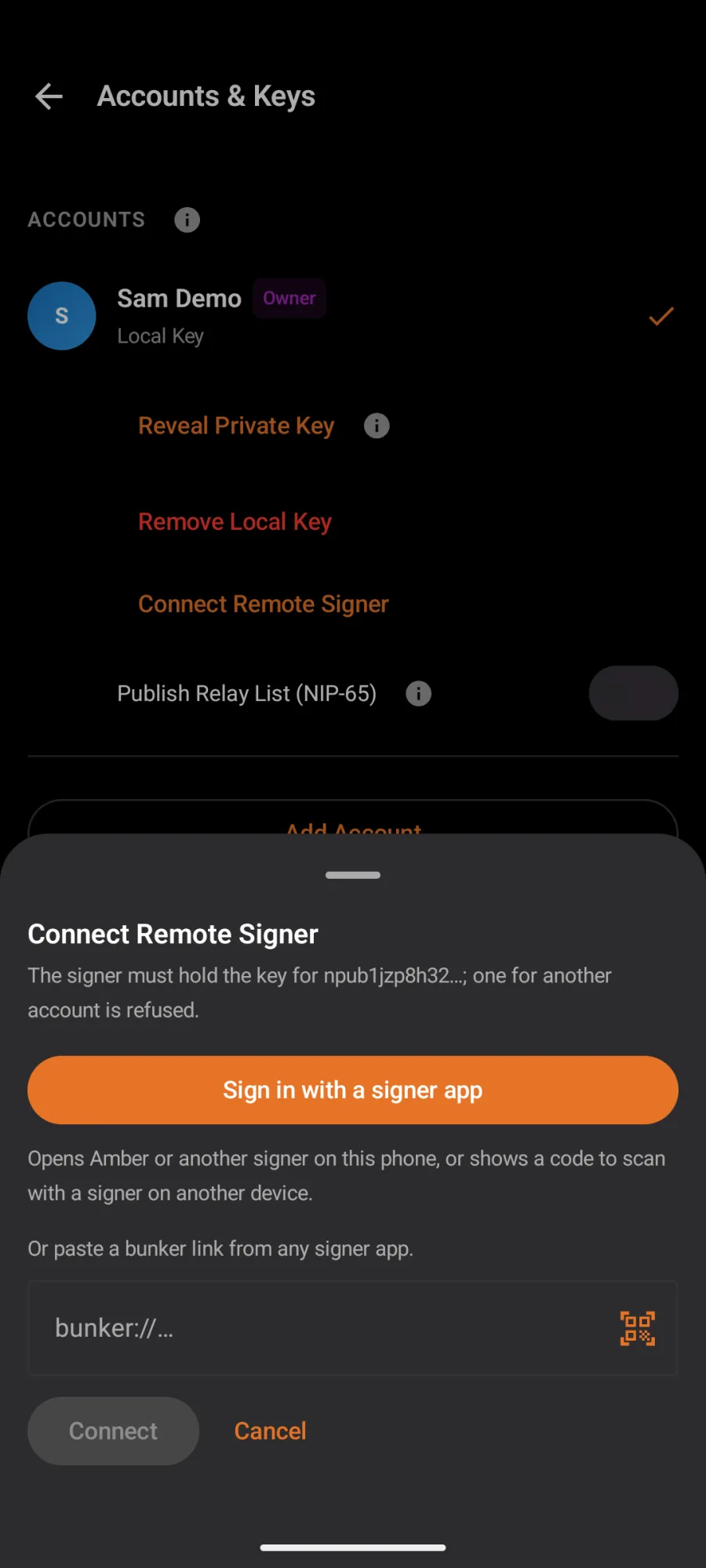 Connect Remote Signer on Android