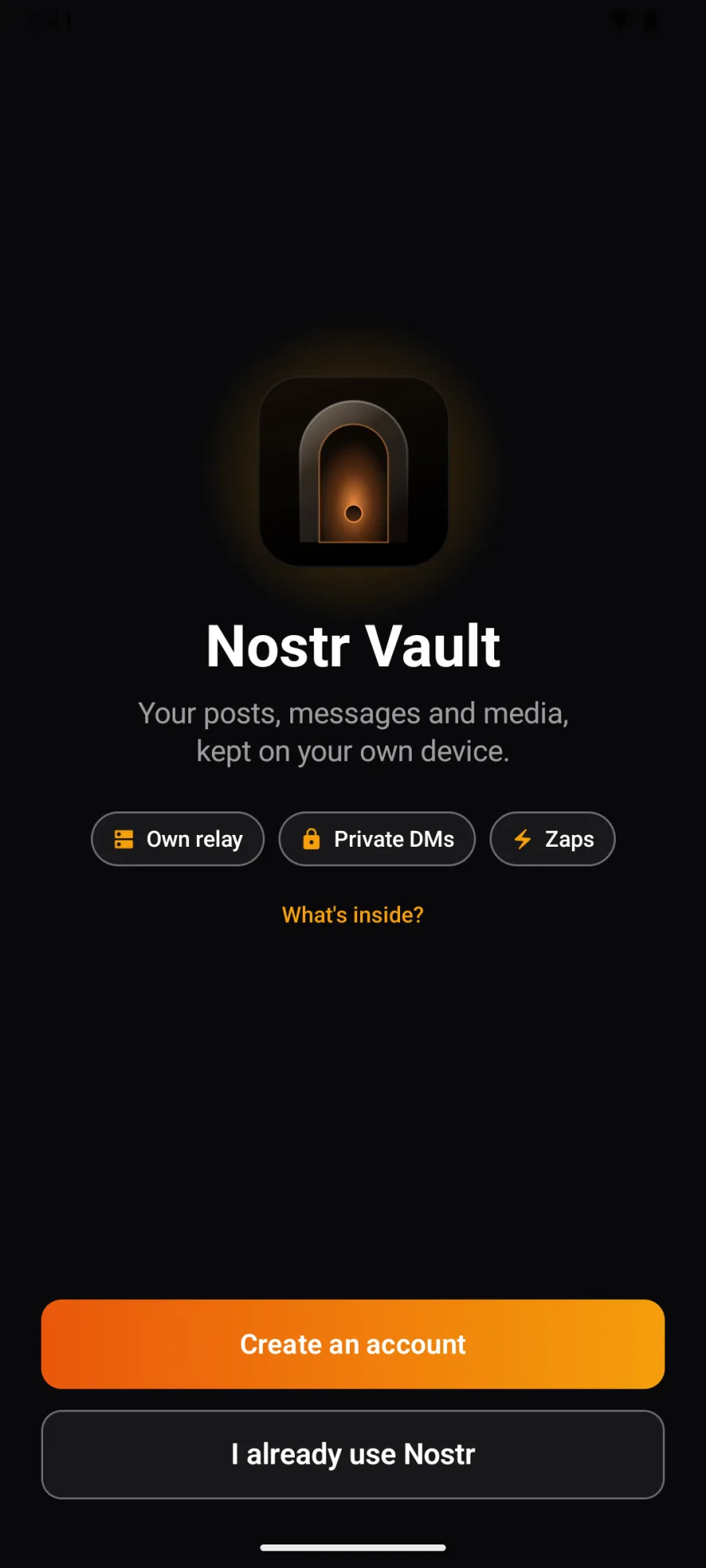 The first screen on Android