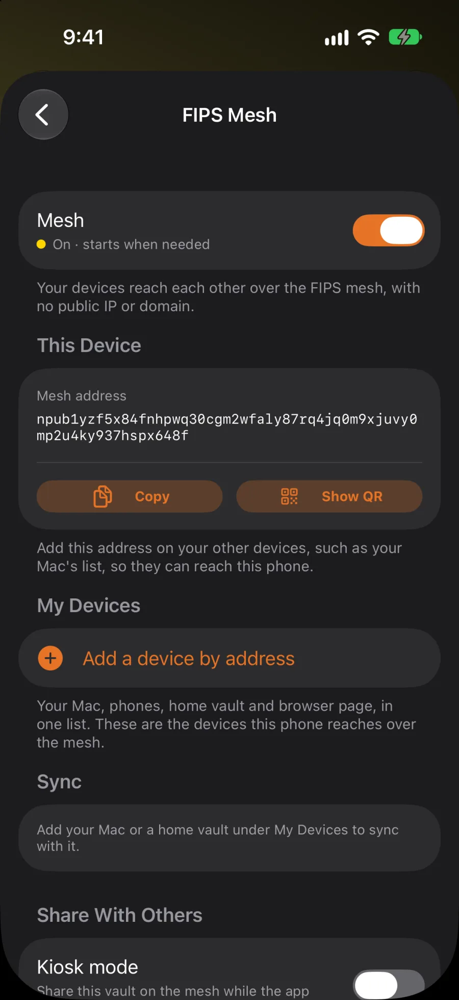 FIPS Mesh on iPhone
