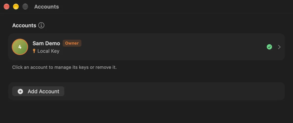 Accounts & Keys on Mac