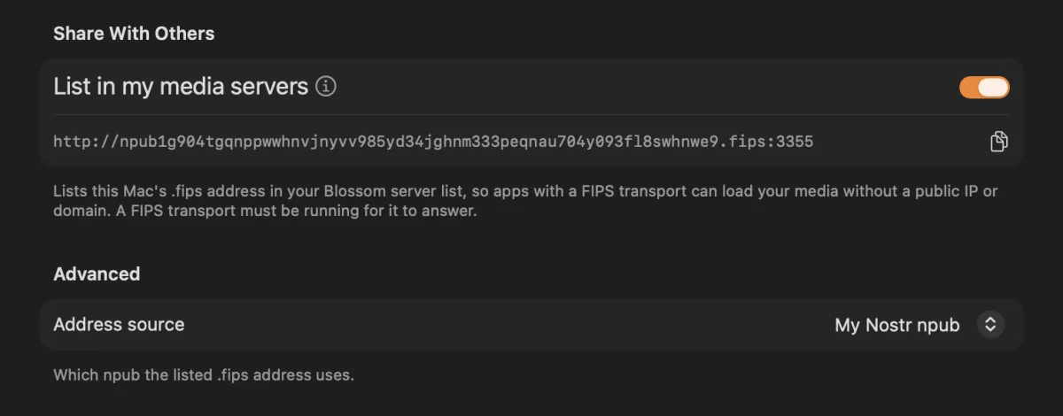 Share With Others on Mac: List in my media servers