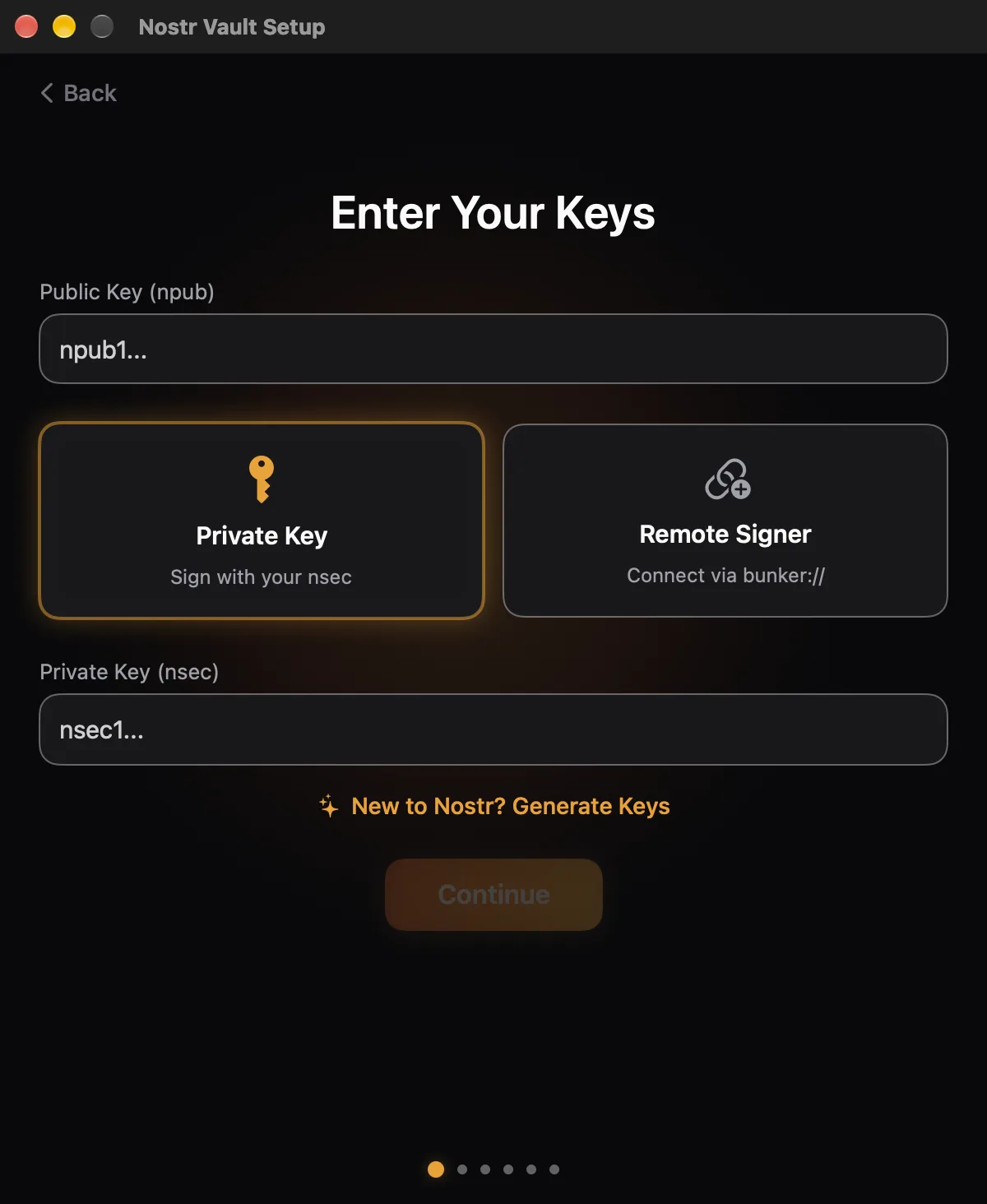 Enter Your Keys